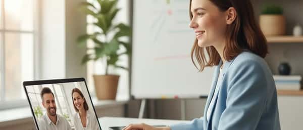 Svensk tonåring vid skrivbord med laptop som visar videosamtal med en privatlärare online