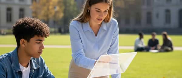 Nederlandse tiener studeert scheikunde aan een bureau met periodiek systeem en moleculaire modellen