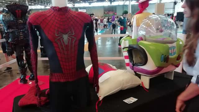 Spider-Man costume at film event representing entertainment investment opportunities in Australia