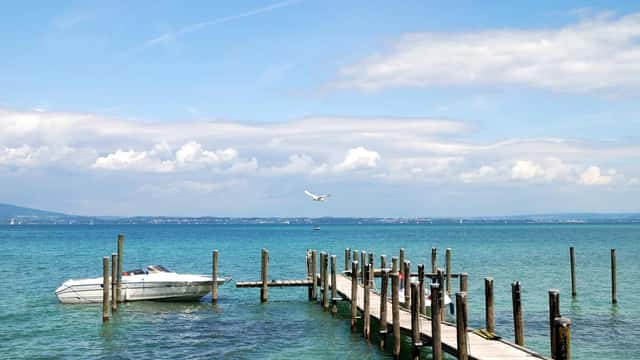 Lac de Constance depuis la rive de Uttwil, canton de Thurgau, Suisse