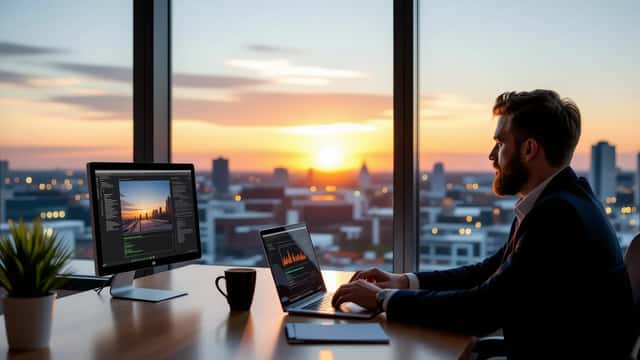 Norsk advokat går gjennom sportsbetting-vilkår på laptop på kontor i Oslo.