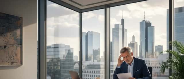 Mann überprüft Finanzdokumente nach Entlassung in deutschem Büro
