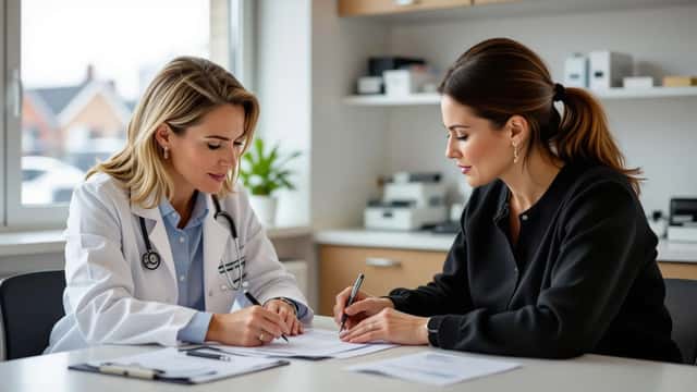 Dansk patient i konsultation med speciallæge over prøvesvar og laboratoriedata