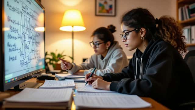 Estudante brasileiro revisando materiais do ENEM 2026 com professor particular em Recife