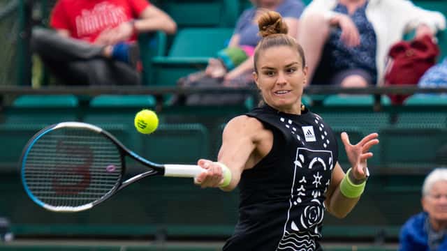Maria Sakkari playing at WTA tournament