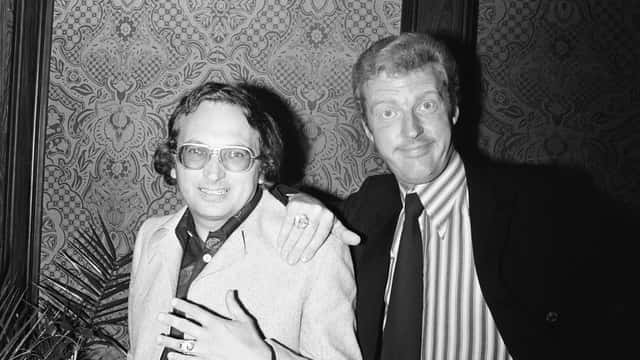 Frans van Dusschoten en André van Duin bij de uitreiking van de Gouden Televizier-Ring
