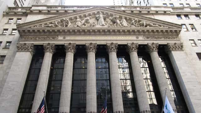 New York Stock Exchange building exterior on Broad Street Manhattan