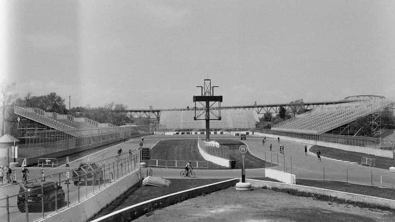 Vista aerea del Circuit Gilles Villeneuve a Montreal, sede del Gran Premio del Canada di Formula 1