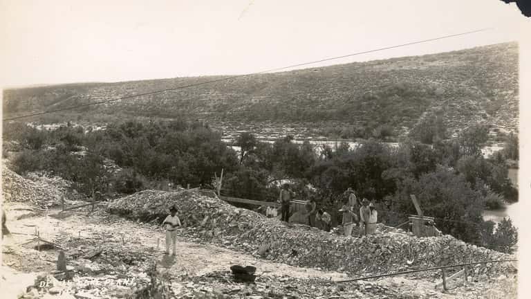 Hydro-electric power construction workers and transmission infrastructure