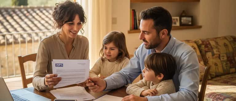 Famiglia italiana con bambini, documenti INPS e assegno unico universale