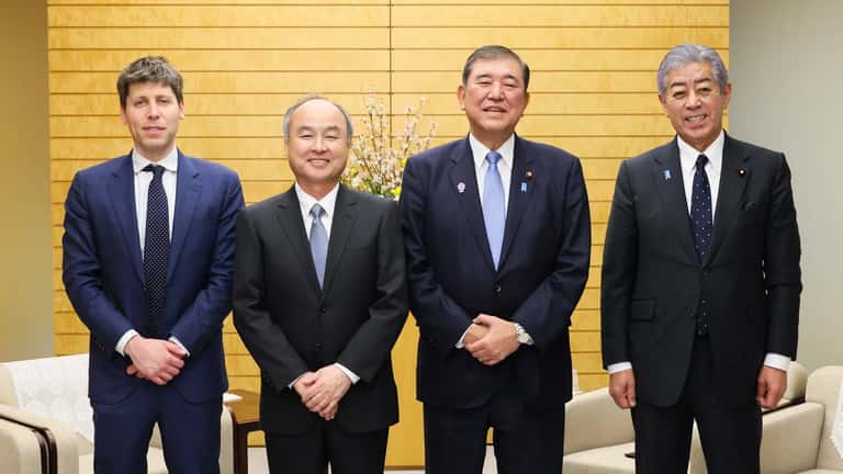 Sam Altman and Masayoshi Son meeting at Japan Prime Minister office February 2025 business technology summit
