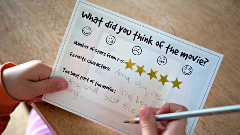 Movie review scorecard and rating card illustration