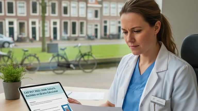 Nederlandse zorgmedewerker raadpleegt haar cao-rechten in 2026
