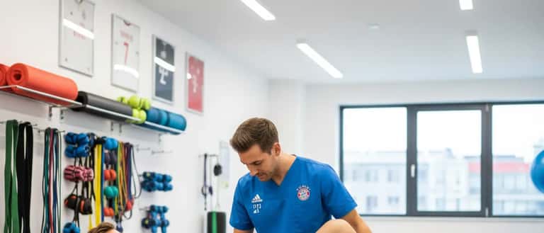 Torwart bei sportmedizinischer Rehabilitation in Münchner Sportklinik