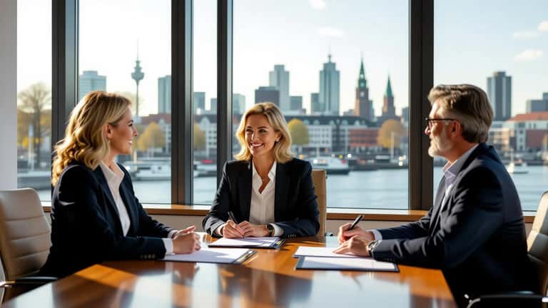 Notaris in Rotterdam legt VvE akte van splitsing wijziging uit aan appartementseigenaren aan een bureau met juridische documenten
