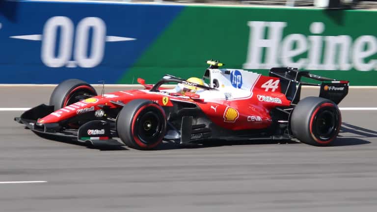 Lewis Hamilton driving the Ferrari at the 2026 Chinese Grand Prix qualifying