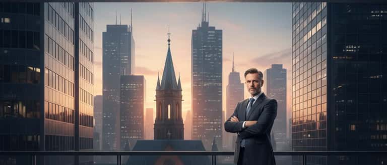 Rechtsanwältin berät ein Ehepaar in einer modernen Wiener Kanzlei mit Blick auf ein Vertragsdokument