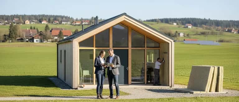 Artisan installant des panneaux d'isolation thermique sur la façade extérieure d'une maison en France