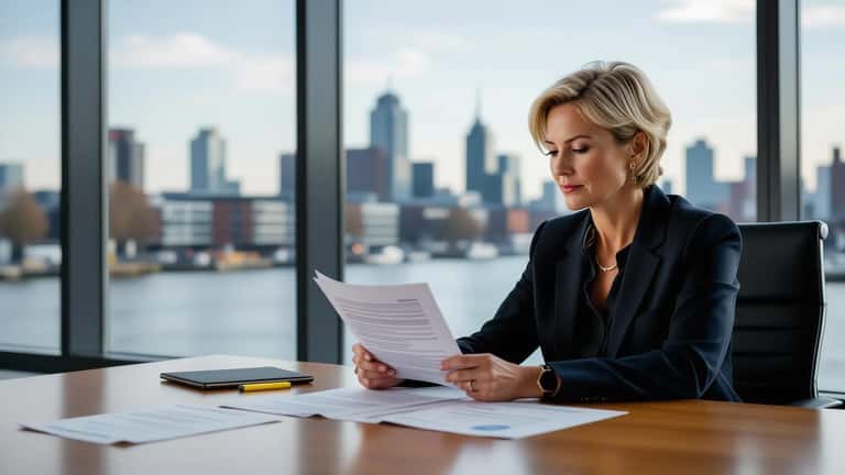Nederlandse HR-professional bekijkt arbeidscontract aan vergadertafel in een Rotterdam kantoor