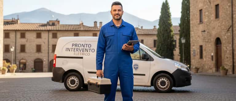 Elettricista professionista lavora su un quadro elettrico in un appartamento italiano