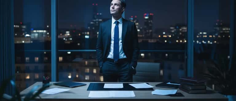 Avocat français regardant par sa fenêtre un objet lumineux non identifié dans le ciel nocturne