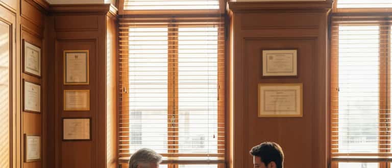 Uomo italiano con consulente finanziario che analizza grafici di investimento in un ufficio bancario di Milano