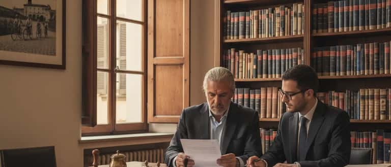 Professionista italiano consulta documenti notarili per la pianificazione della successione
