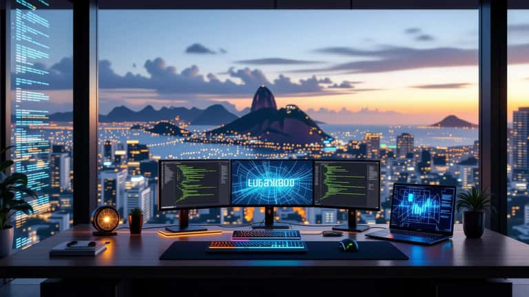 Desenvolvedor trabalhando com código Lua em ambiente tecnológico no Brasil, 2026