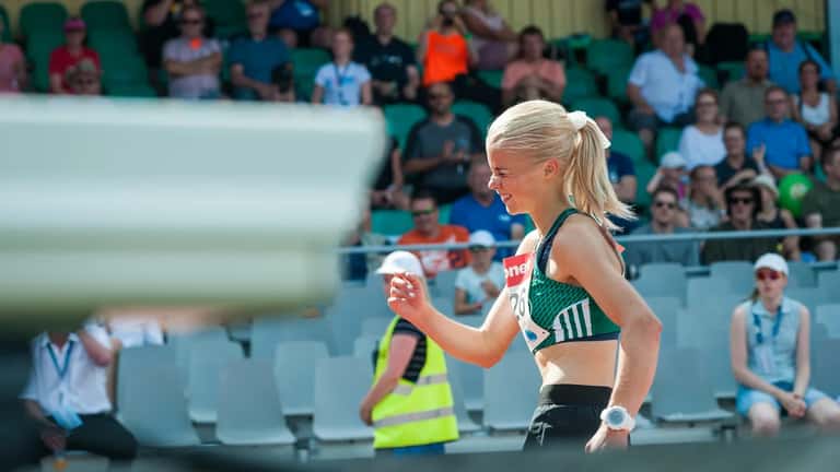 Alisa Vainio juoksemassa Kalevan Kisat 2018 -kilpailuissa