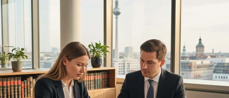 Deutsche Anwältin berät Mandanten zu EU-Aufenthaltsrecht in Berliner Kanzlei