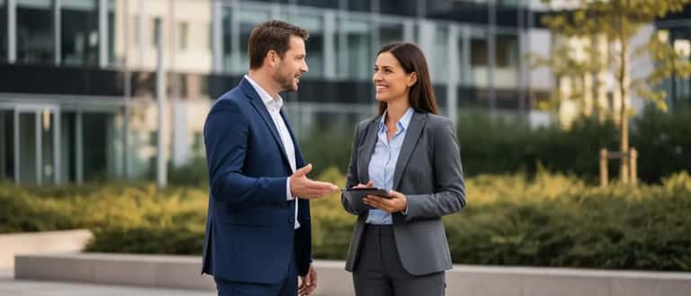 Anwältin für Arbeitsrecht berät einen Mandanten in einer modernen Kanzlei in Berlin
