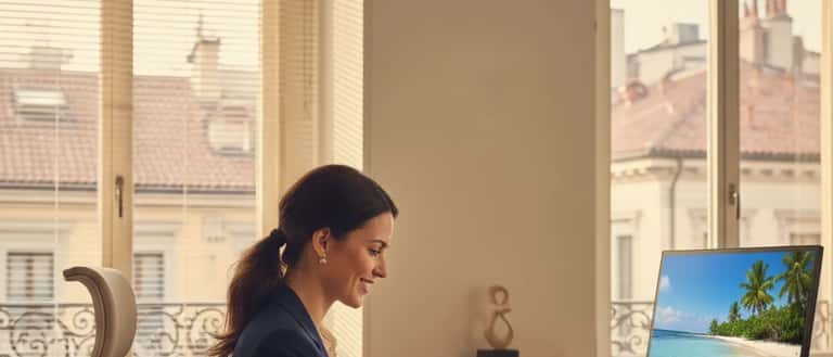 Consulente patrimoniale italiana a Milano che pianifica le spese di viaggio su laptop