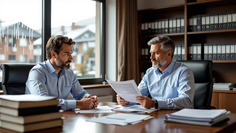Homem português a consultar advogado num escritório do Porto sobre reestruturação de dívidas via processo PEPAP