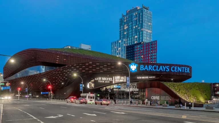 Barclays Center exterior in Brooklyn, New York, undergoing a 150 million dollar renovation in 2026