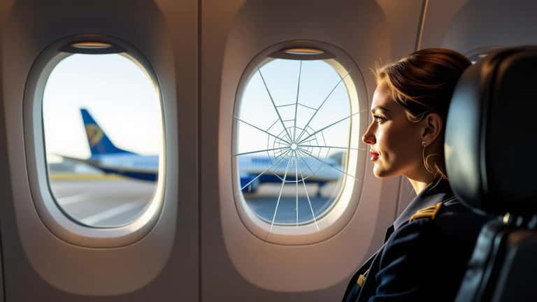 Janela partida no interior de uma aeronave da Ryanair durante voo em 2026