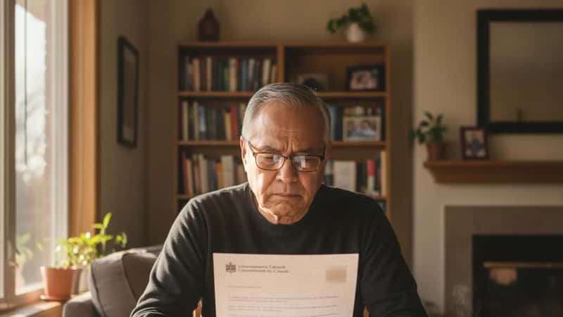 Ottawa resident reading a Government of Canada Service Canada letter about CDCP eligibility at a home dining table