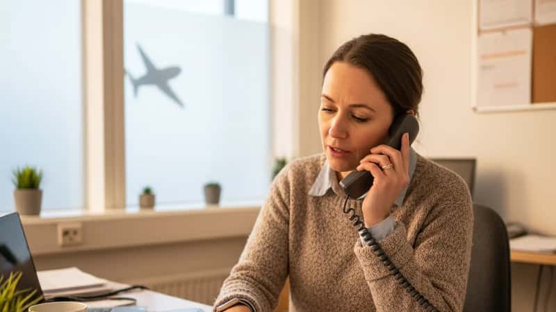 HR-administrator ved Bodø Airport forklarer arbeidstidsregler per telefon