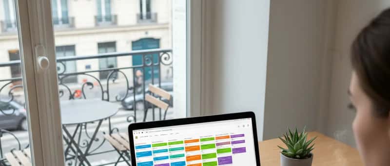 IT helpdesk support dashboard on a laptop in a clean minimal workspace