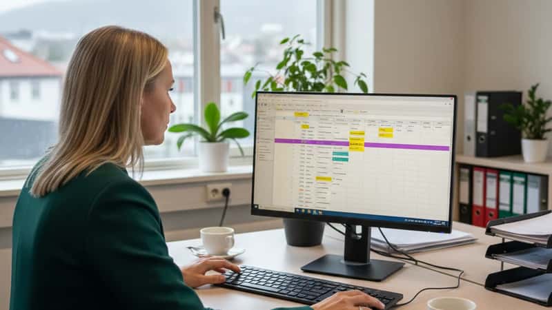 HR-leder i Bergen gjennomgår vaktplan og bemanningsrutiner i kommunalt kontor