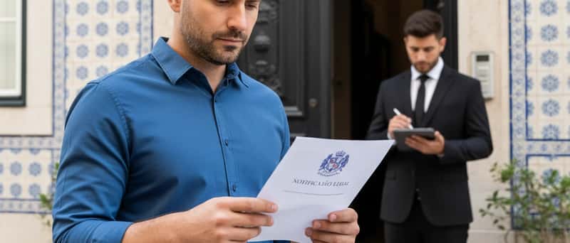 Advogado criminal português a analisar documentos jurídicos num escritório tradicional em Lisboa