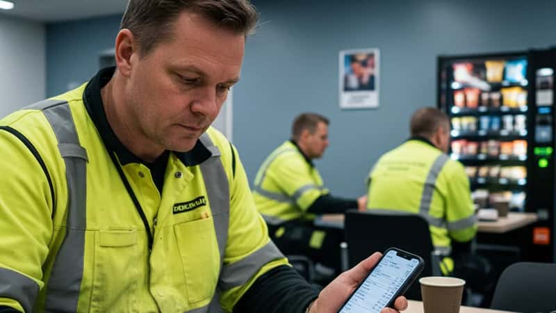 Bakkeansatt ved Trondheim Airport Værnes sjekker lønnsslipp mot Flyavtalen