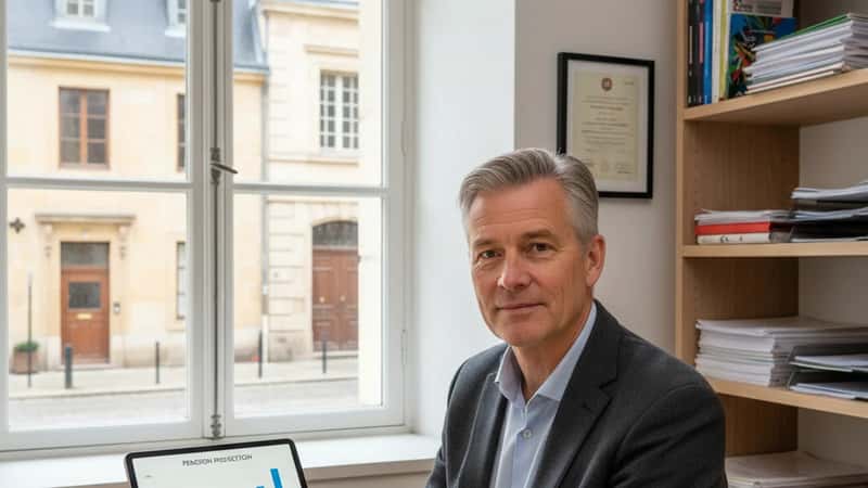Pensionsrådgivare i Uppsala visar PA16-projektion på surfplatta för klient, dagslljus från stort fönster