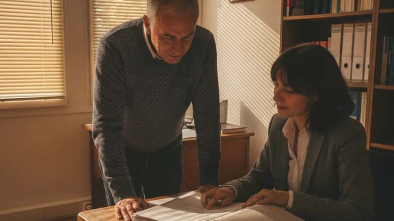 Homme en consultation avec son avocate après obtention de l'aide juridictionnelle dans un cabinet à Montpellier