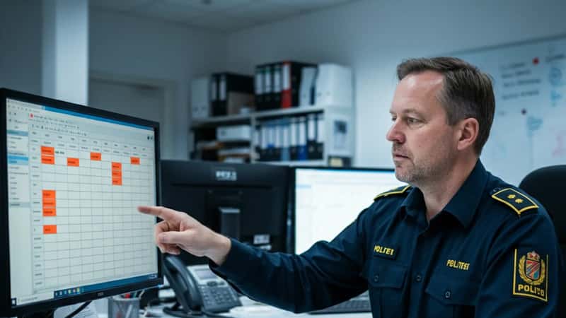 Politivagtplanlægger i Vejle peger på overarbejdsoversigt på skærmstation