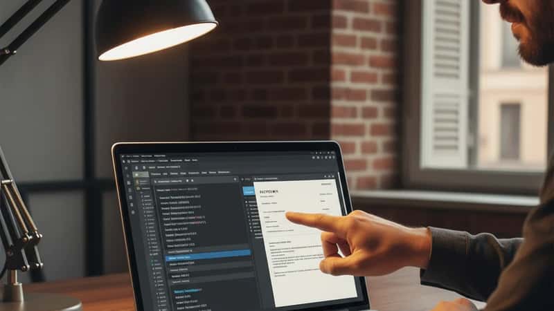 Spécialiste IT toulousain comparant les formats XML et PDF de factures électroniques sur double écran