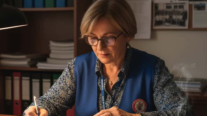 Delegata sindacale a Bergamo consulta il testo del CCNL Metalmeccanici in un ufficio sindacale