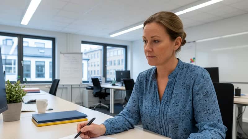 HR-spesialist i Trondheim sammenligner Ferieloven og LOK tariffavtale side om side med penn