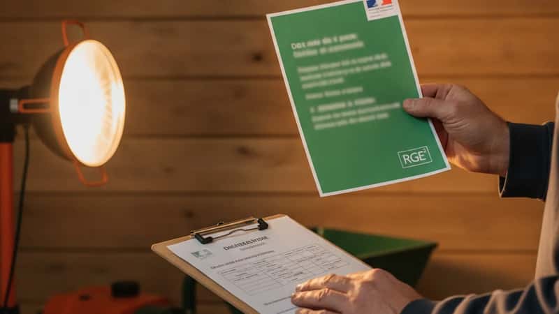 Artisan RGE tenant sa certification et un devis d'isolation thermique dans un grenier de maison toulousaine