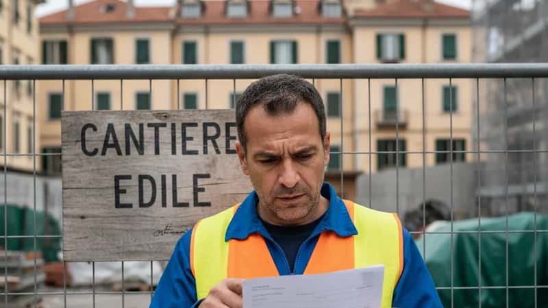 Lavoratore edile a Genova legge la lettera di licenziamento e controlla i termini di impugnazione