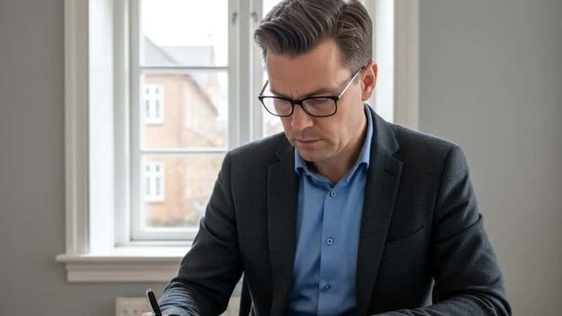 Dansk HR-medarbejder sammenligner ferierettigheder i Ferieloven og overenskomst på udskrevet tabel ved kontoret i Silkeborg
